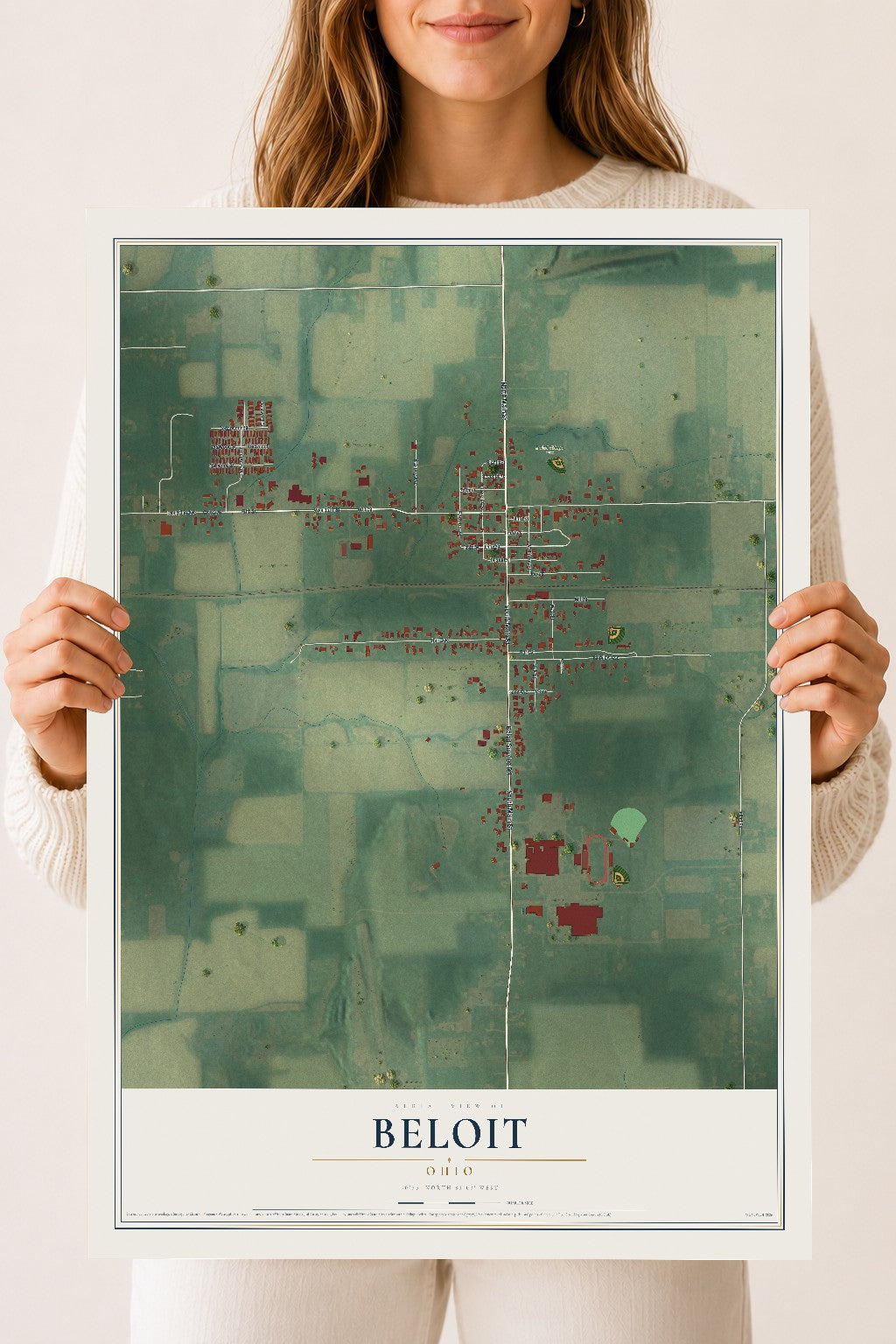 Map of Beloit, Ohio, 18 x 24 inch unframed archival matte print