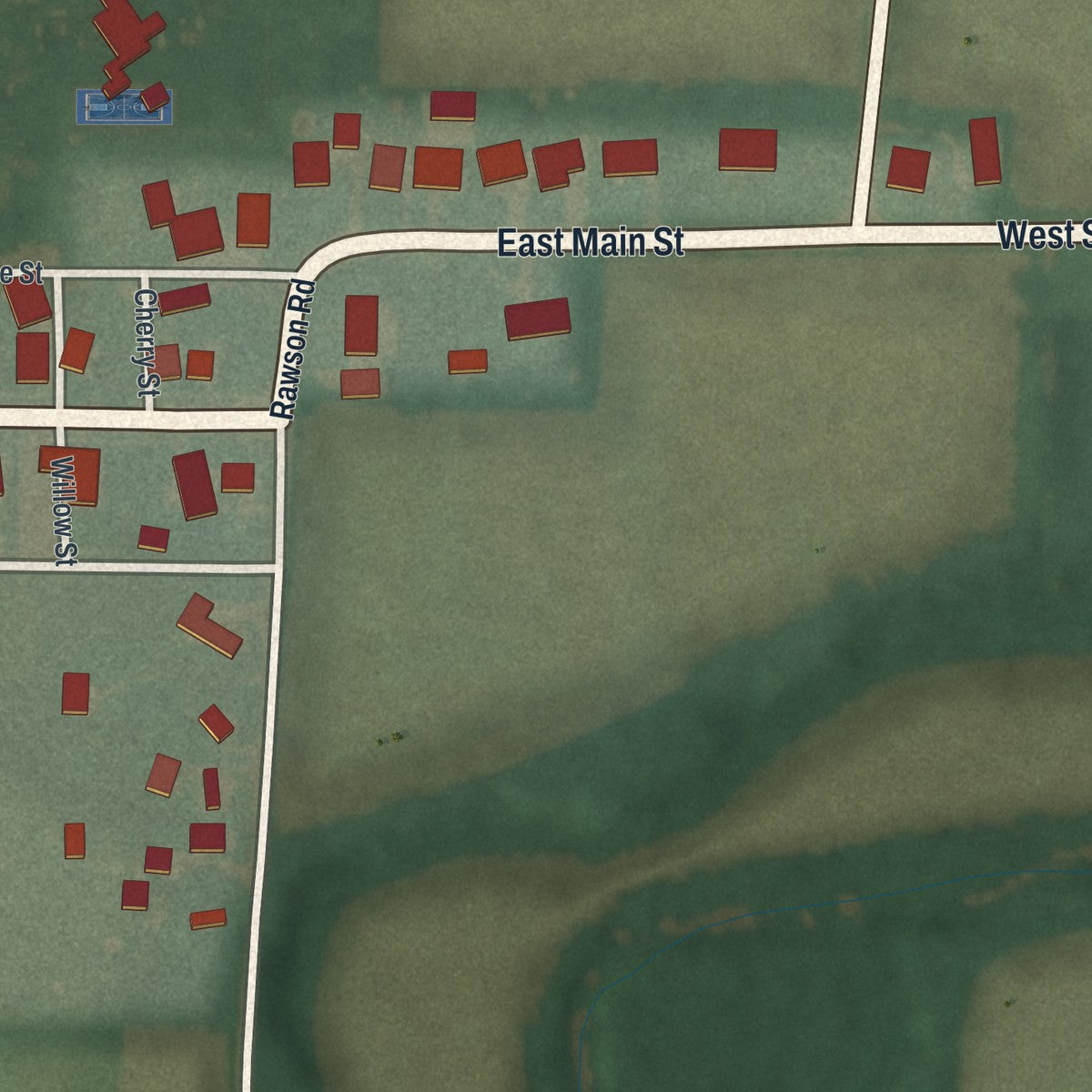 Second close-up of the map of Benton Ridge, Ohio print showing more streets and buildings