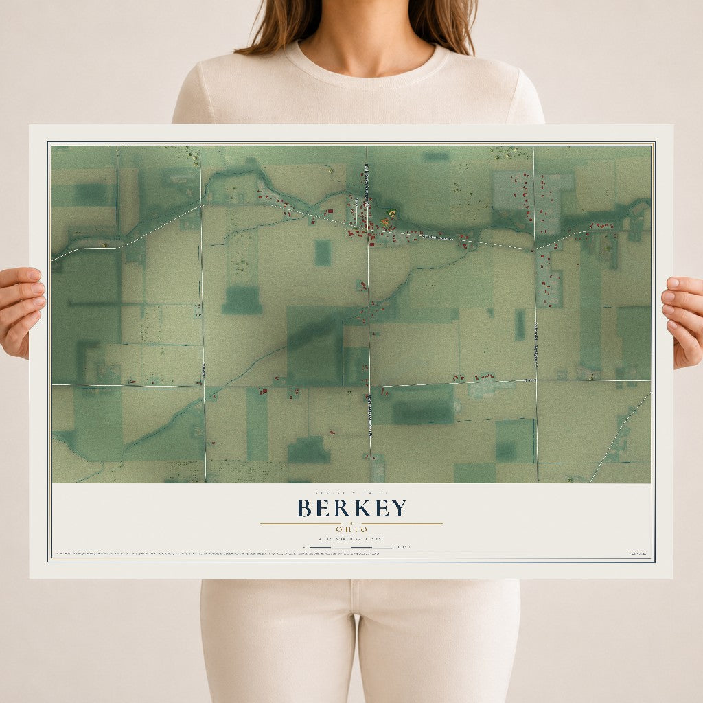 Map of Berkey, Ohio, 18 x 24 inch unframed archival matte print