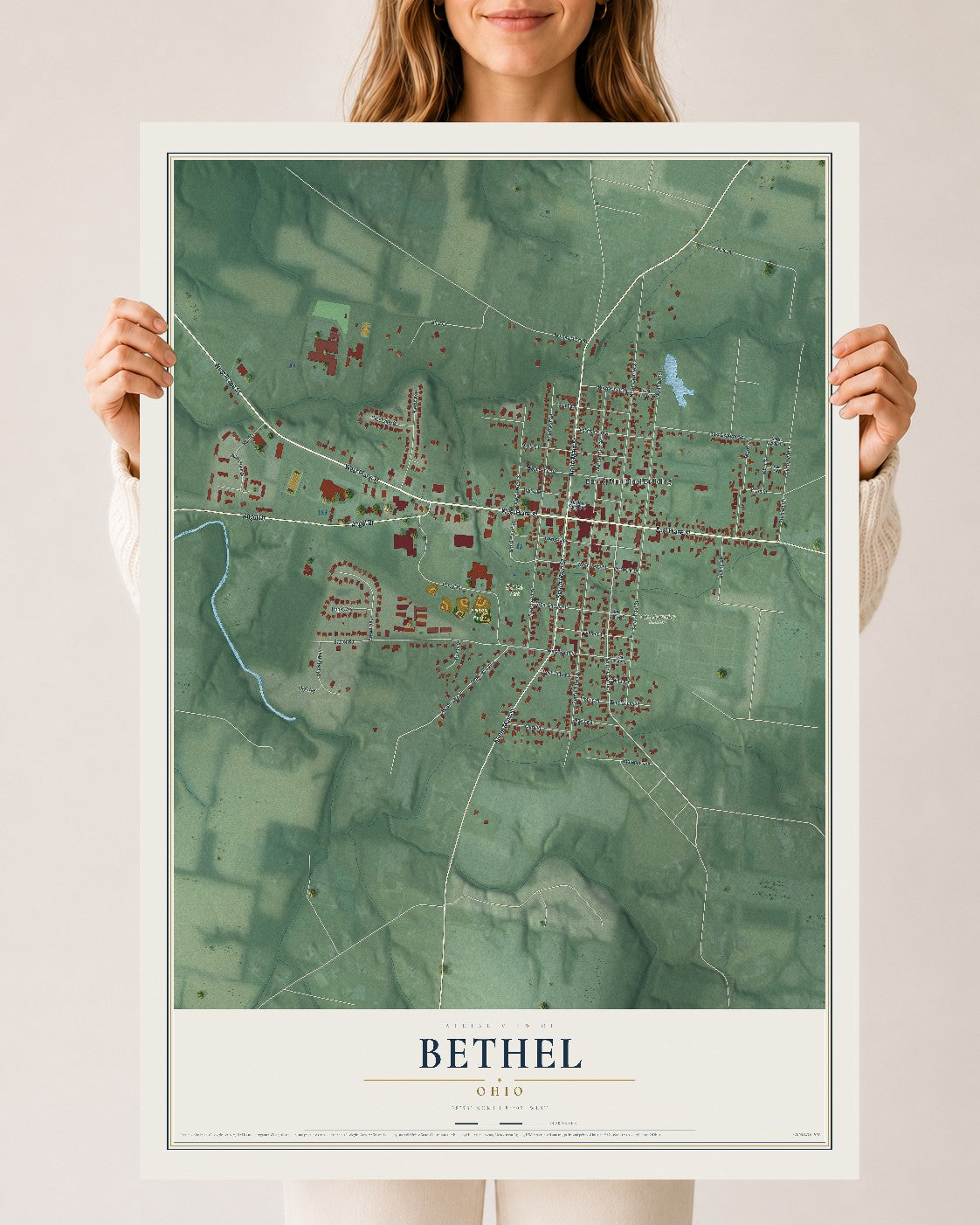 Map of Bethel, Ohio, 24 x 36 inch unframed archival matte print