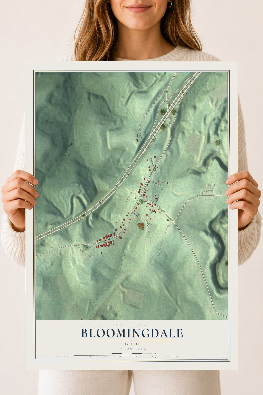 Map of Bloomingdale, Ohio, 18 x 24 inch unframed archival matte print