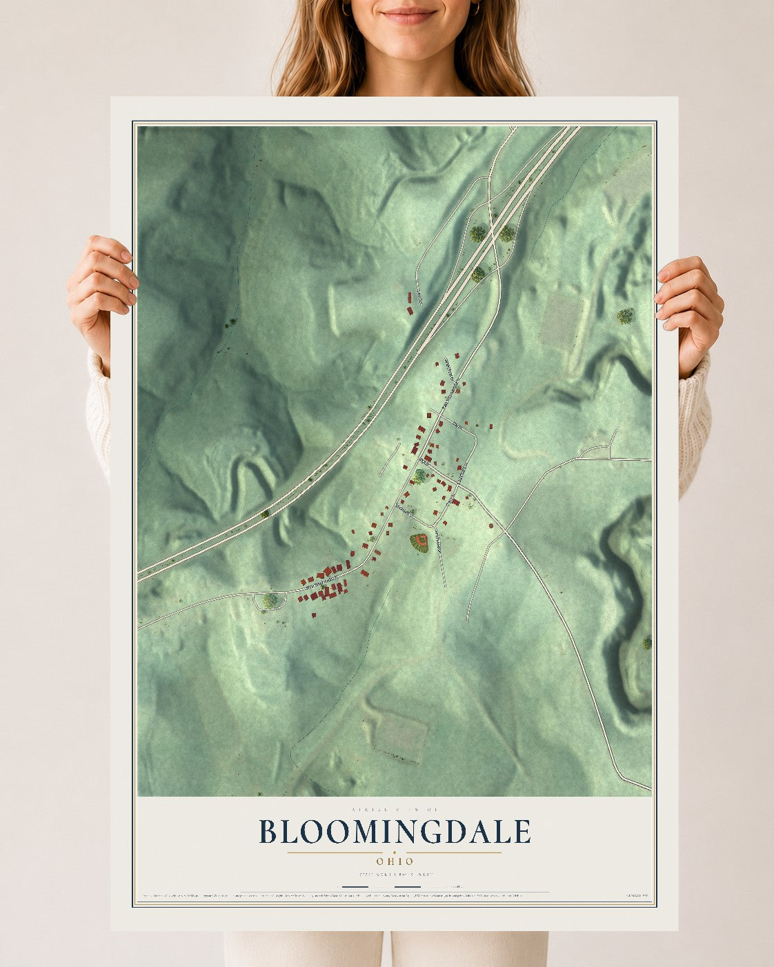Map of Bloomingdale, Ohio, 24 x 36 inch unframed archival matte print