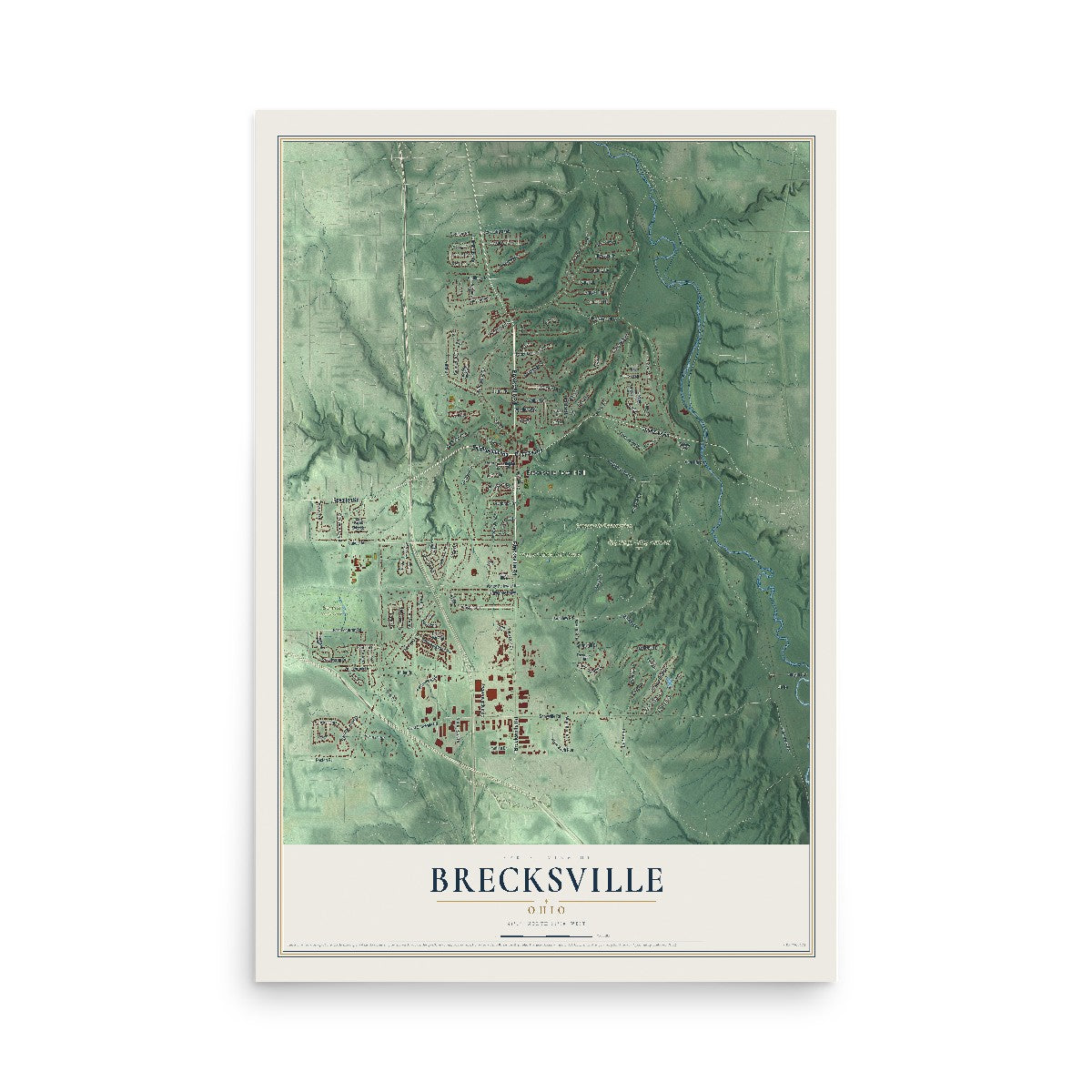 Map of Brecksville, Ohio, 12 x 18 inch unframed archival matte print