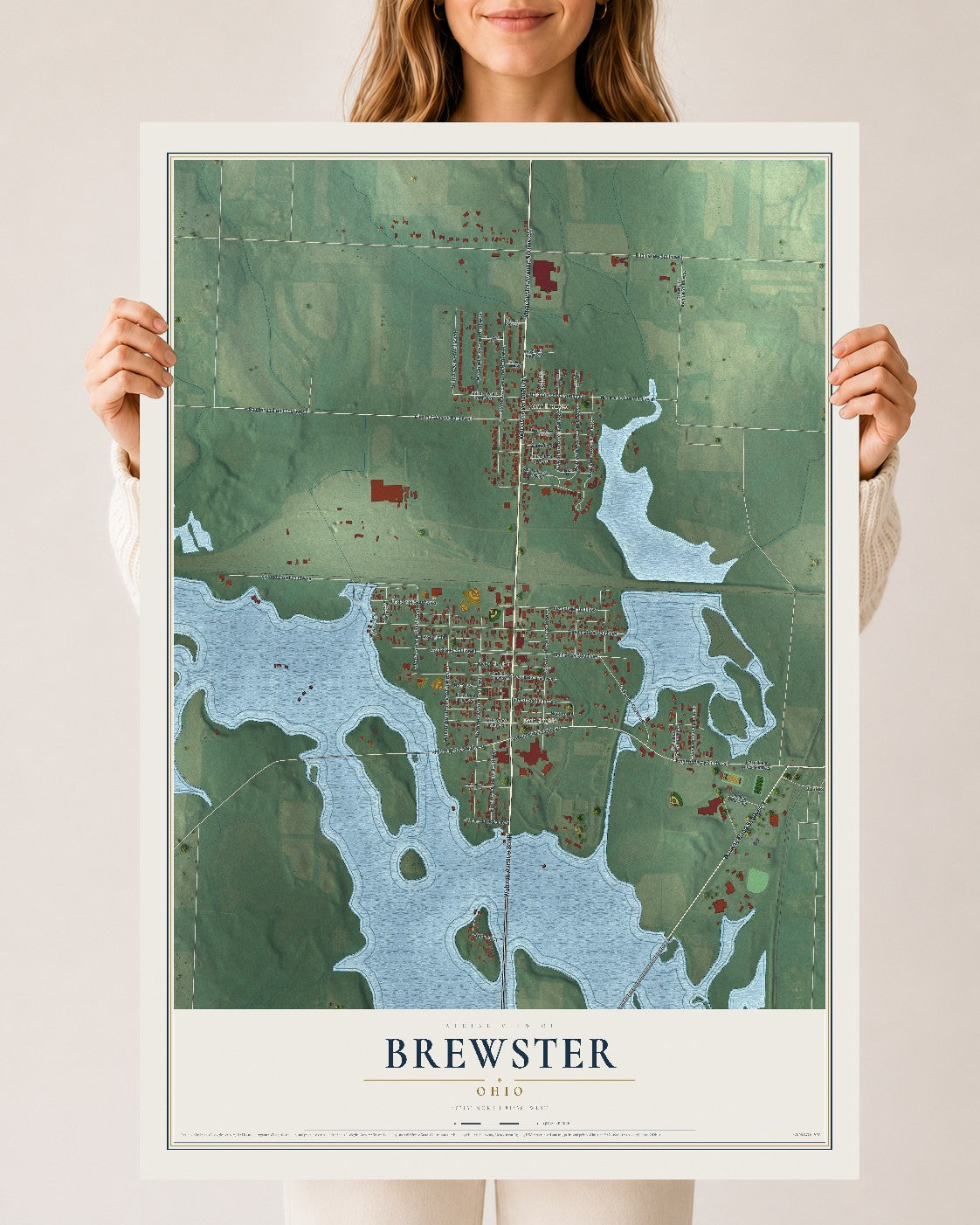 Map of Brewster, Ohio, 24 x 36 inch unframed archival matte print