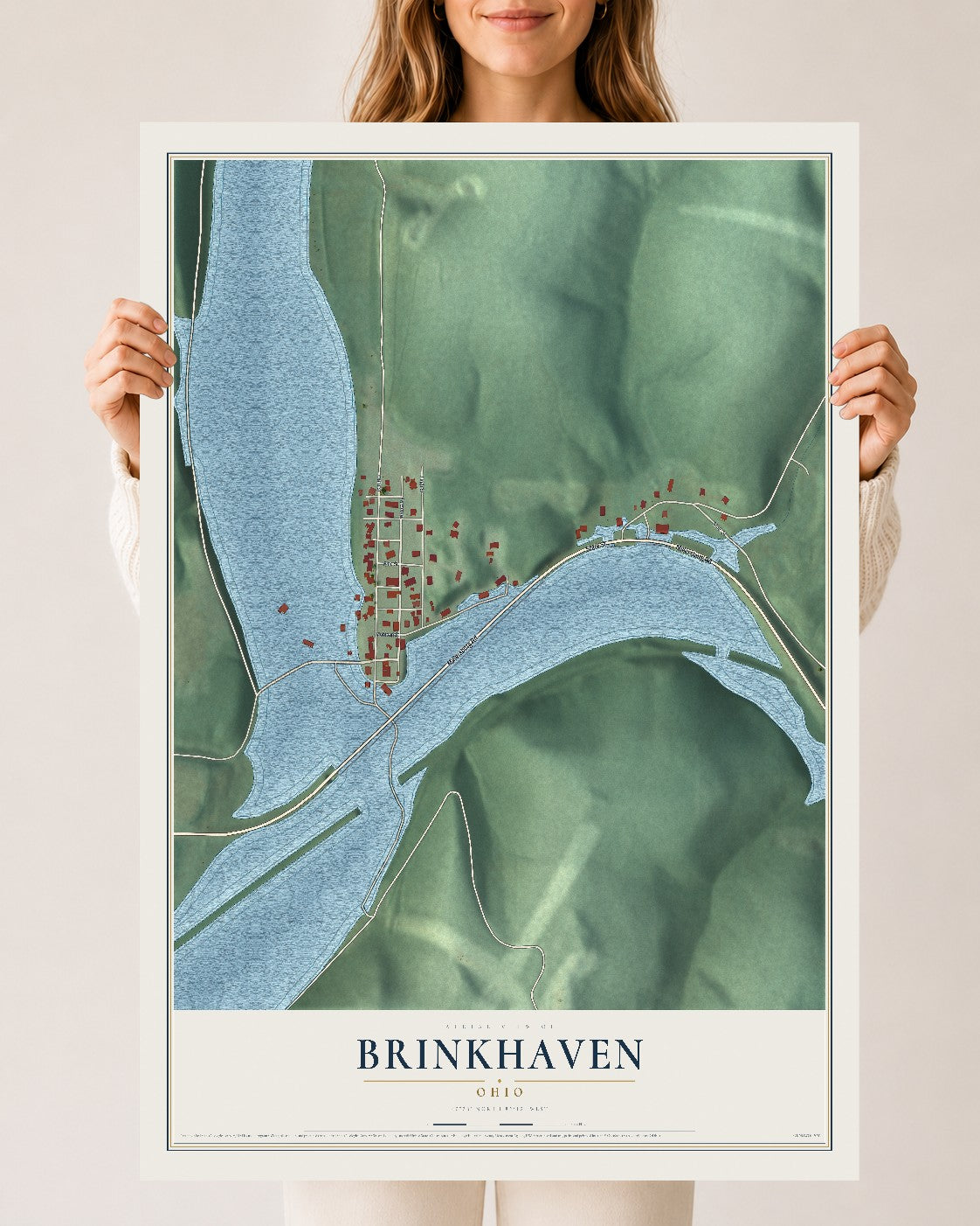 Map of Brinkhaven, Ohio, 24 x 36 inch unframed archival matte print