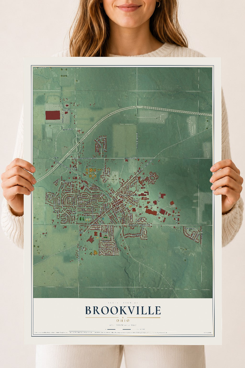 Map of Brookville, Ohio, 18 x 24 inch unframed archival matte print
