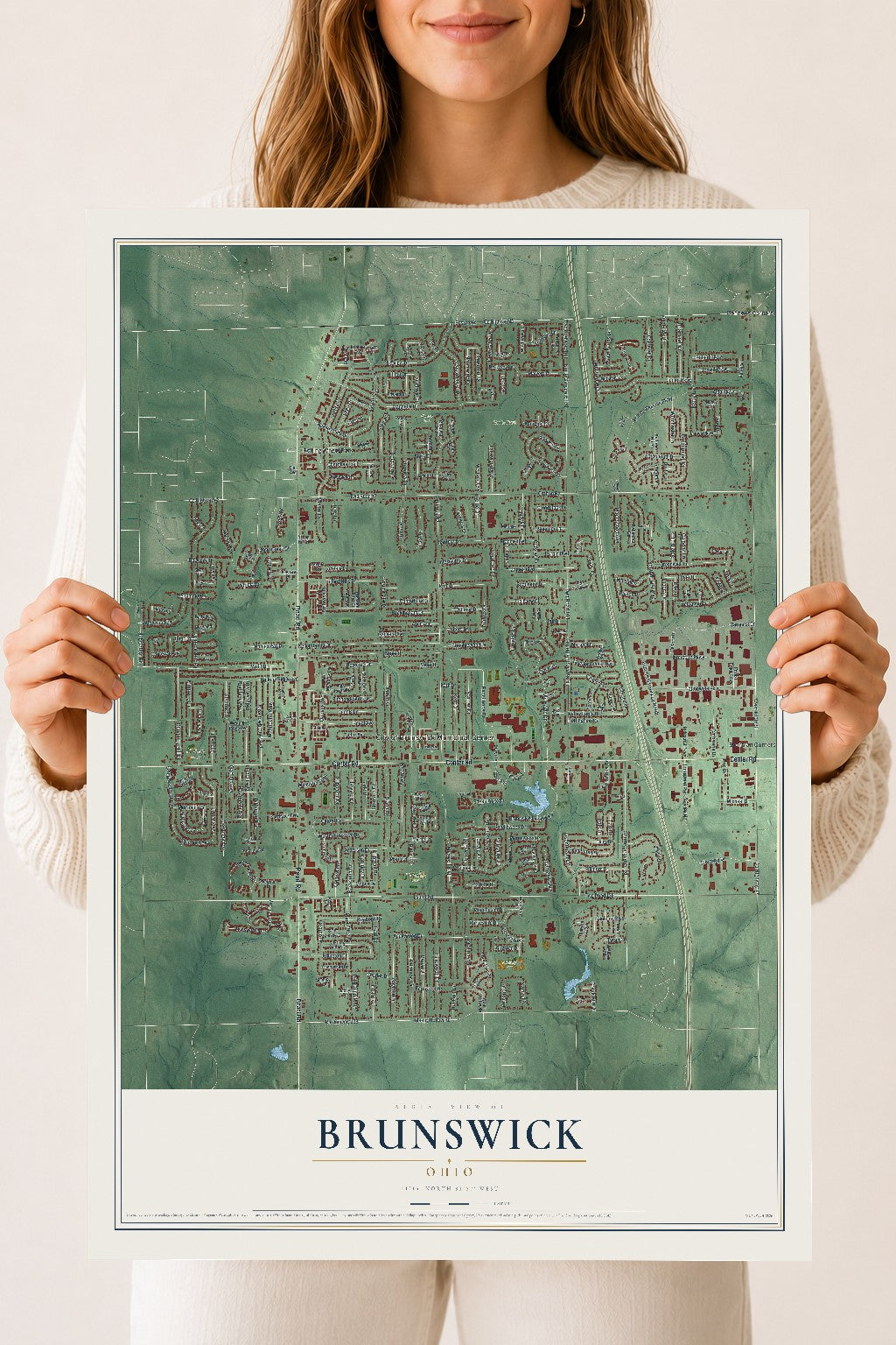 Map of Brunswick, Ohio, 18 x 24 inch unframed archival matte print