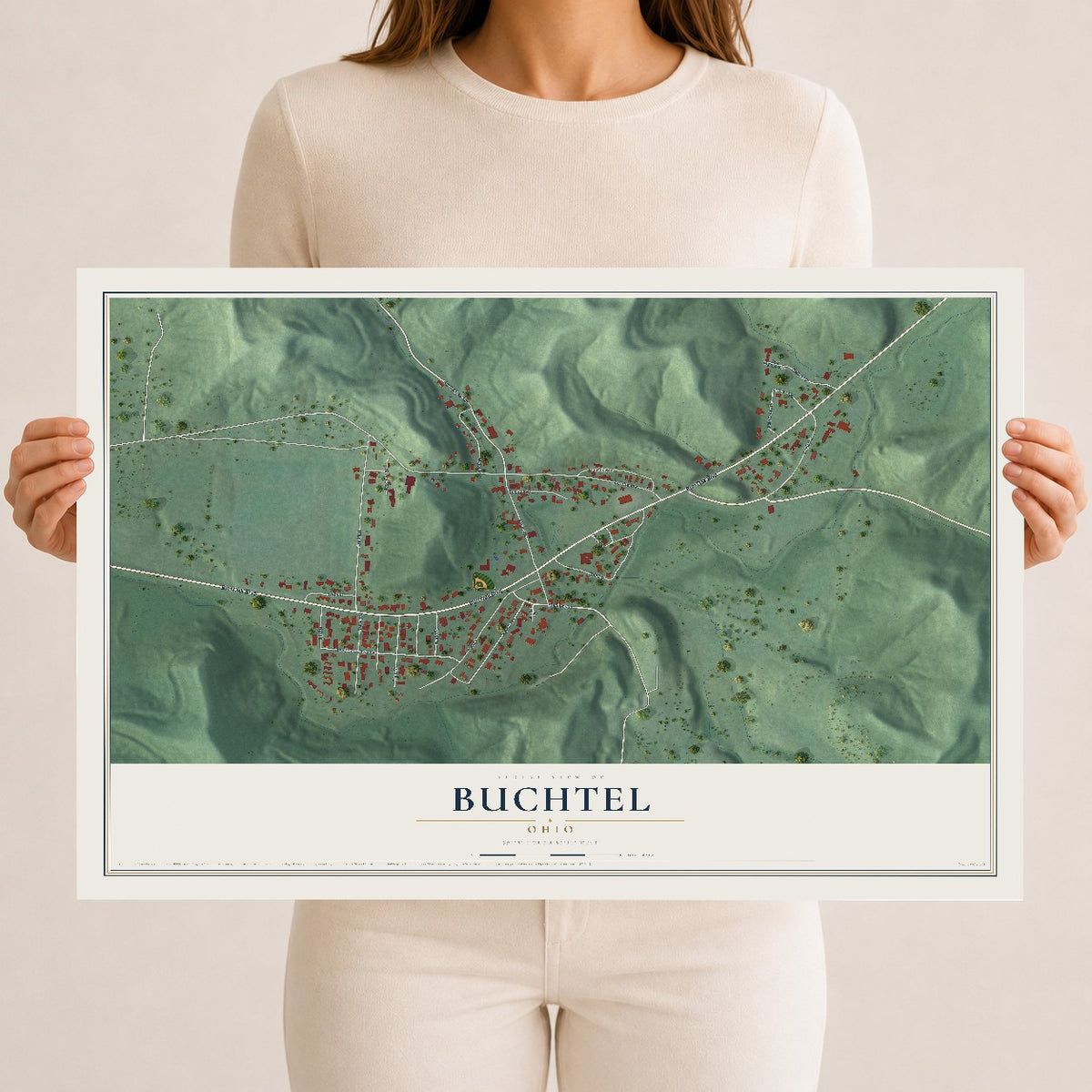 Map of Buchtel, Ohio, 12 x 18 inch unframed archival matte print