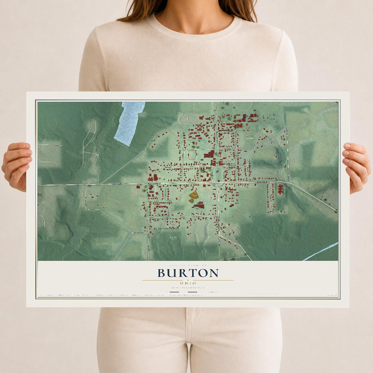 Map of Burton, Ohio, 12 x 18 inch unframed archival matte print