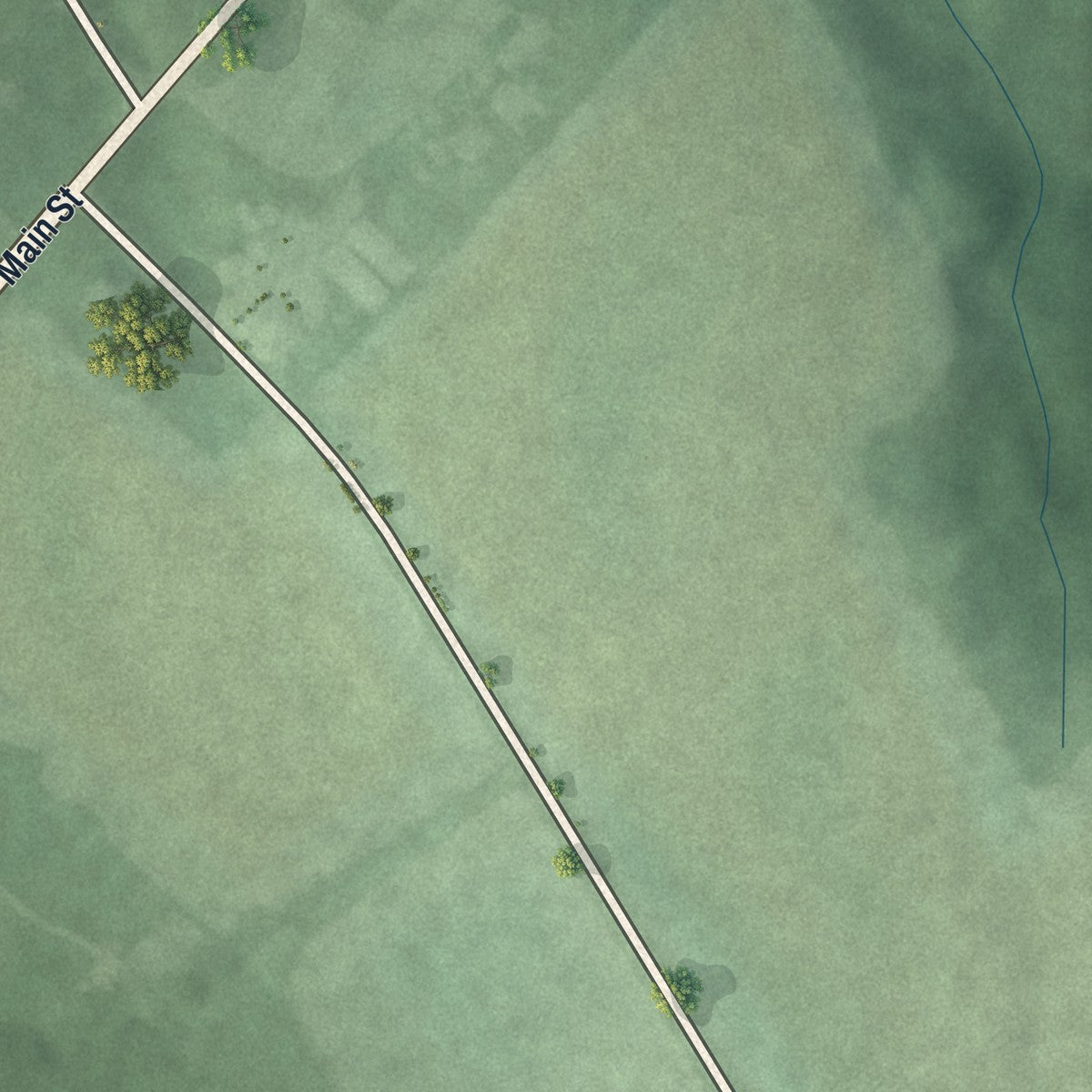 Second close-up of the map of Butlerville, Ohio print showing more streets and buildings