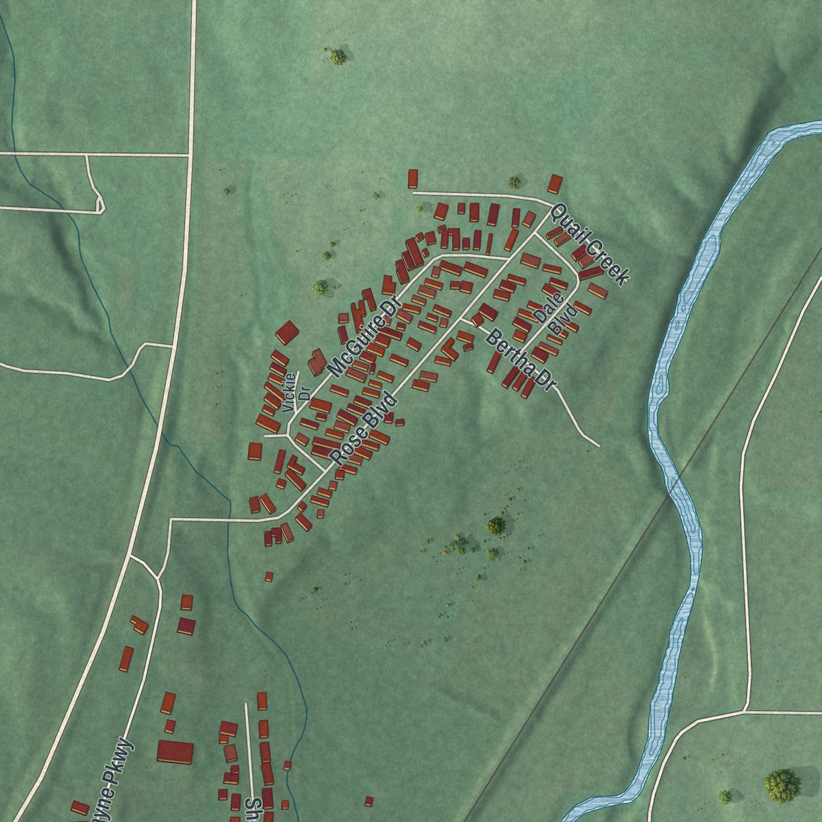 Second close-up of the map of Camden, Ohio print showing more streets and buildings
