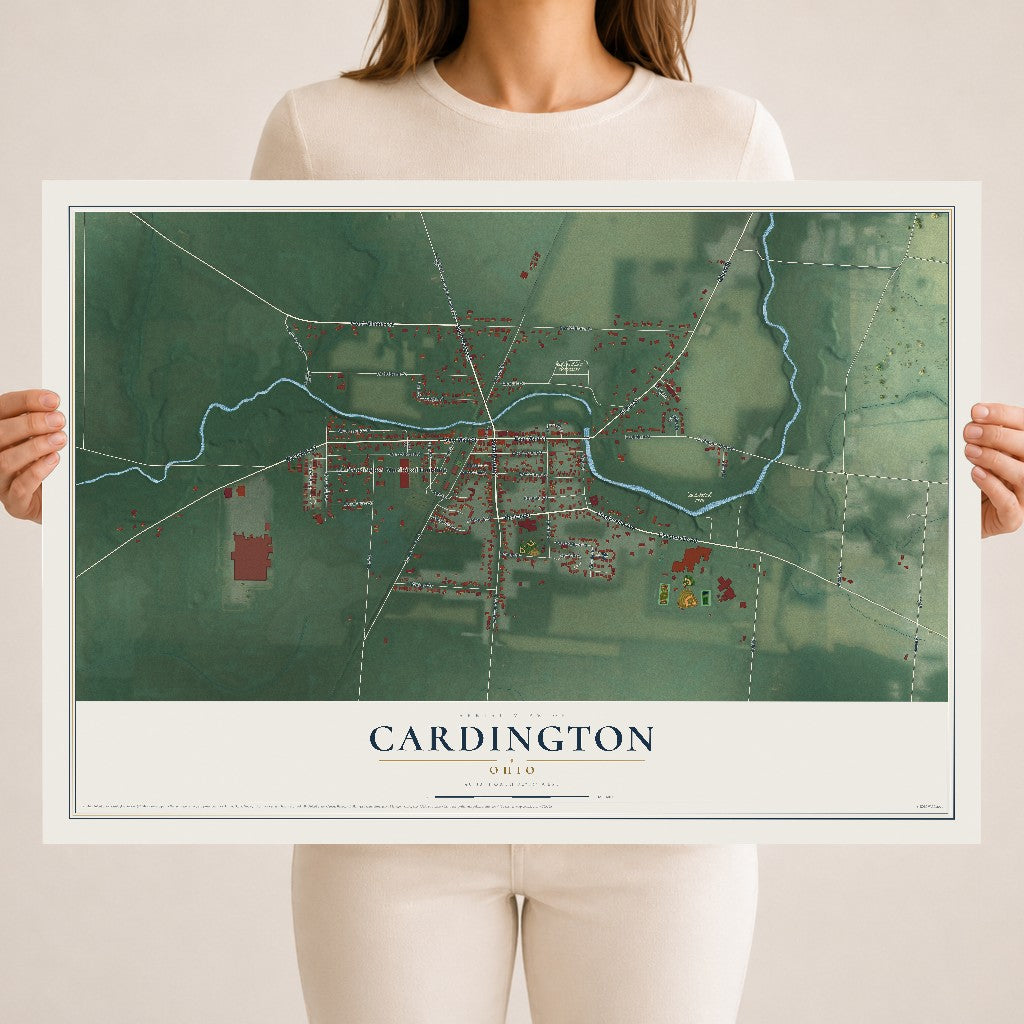 Map of Cardington, Ohio, 18 x 24 inch unframed archival matte print