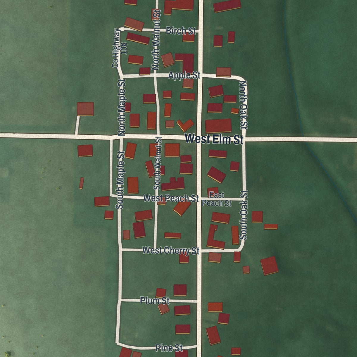 Close-up of the map of Castine, Ohio print showing street and building detail