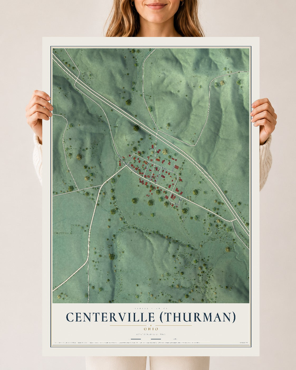 Map of Centerville (Thurman), Ohio, 24 x 36 inch unframed archival matte print