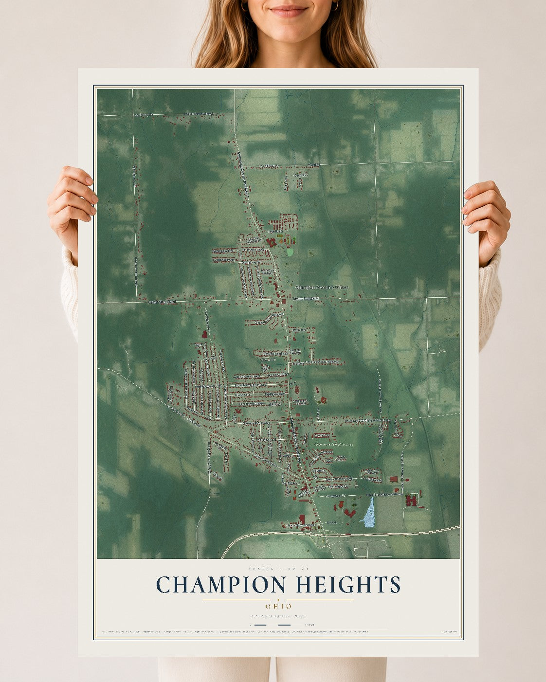 Map of Champion Heights, Ohio, 24 x 36 inch unframed archival matte print