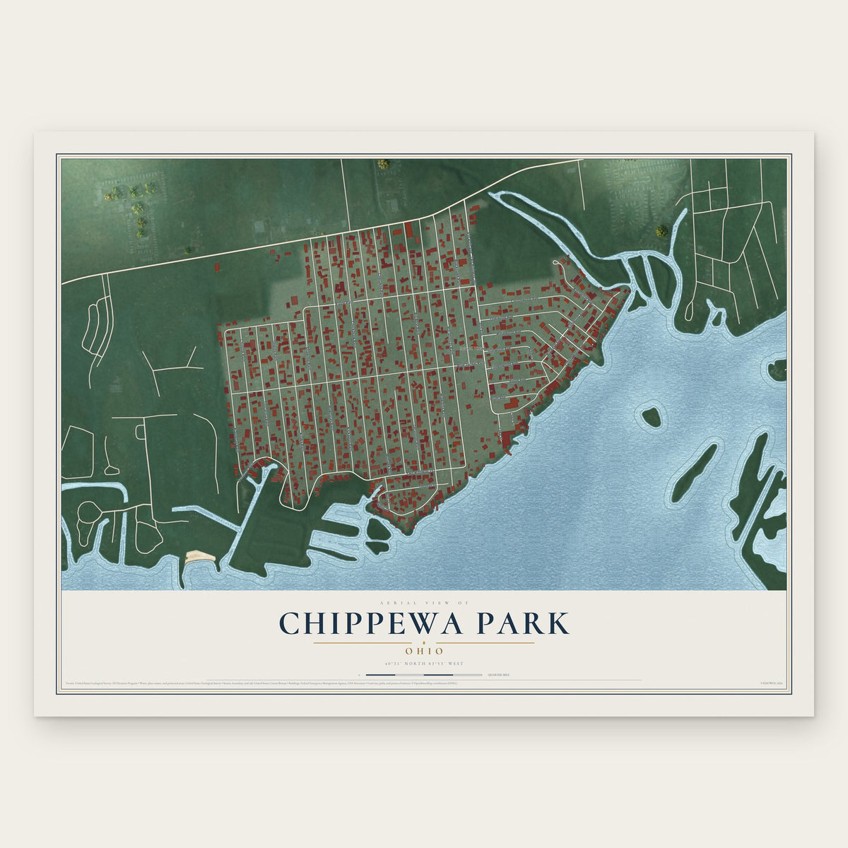 Chippewa Park, Ohio map print, the full design