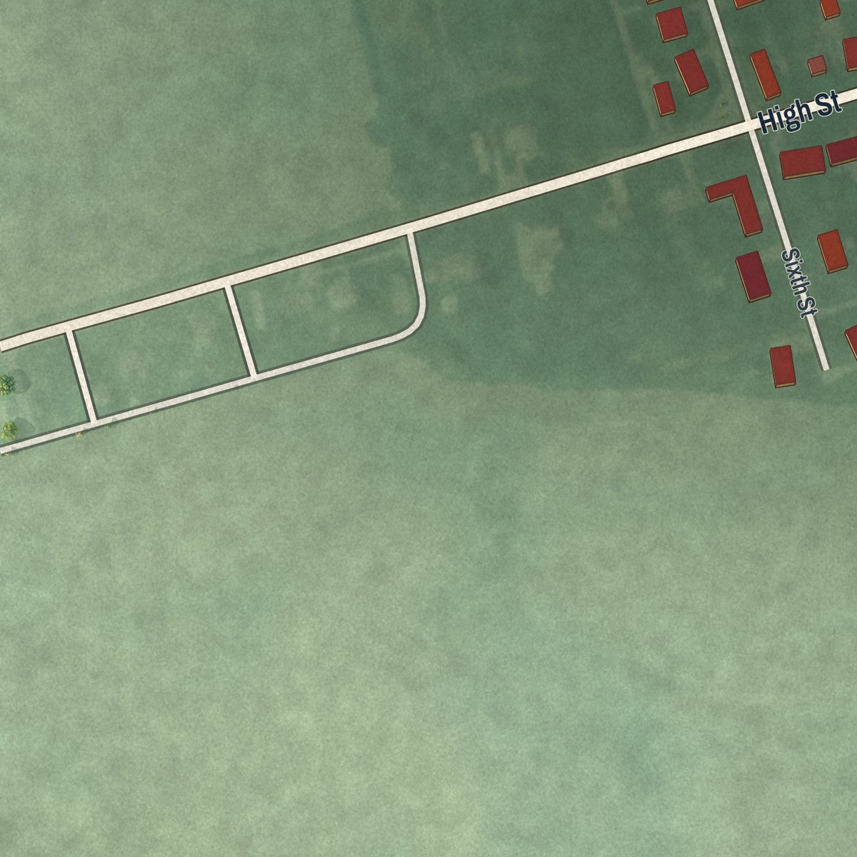 Second close-up of the map of Clarksburg, Ohio print showing more streets and buildings