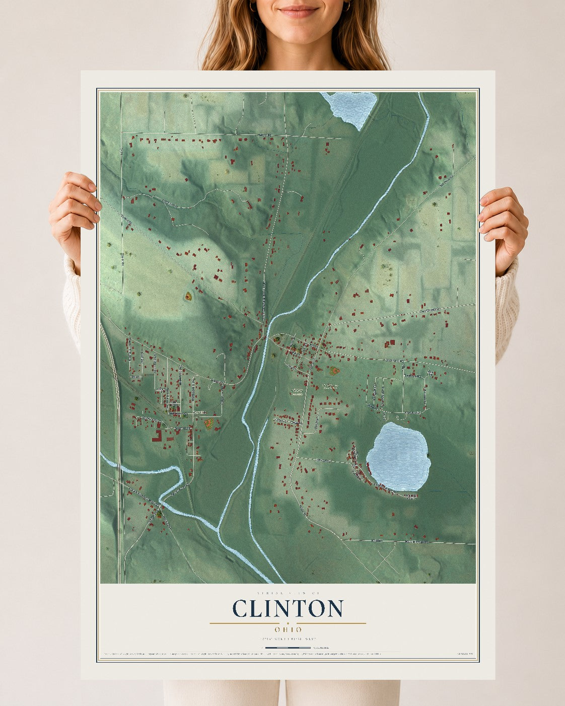 Map of Clinton, Ohio, 24 x 36 inch unframed archival matte print