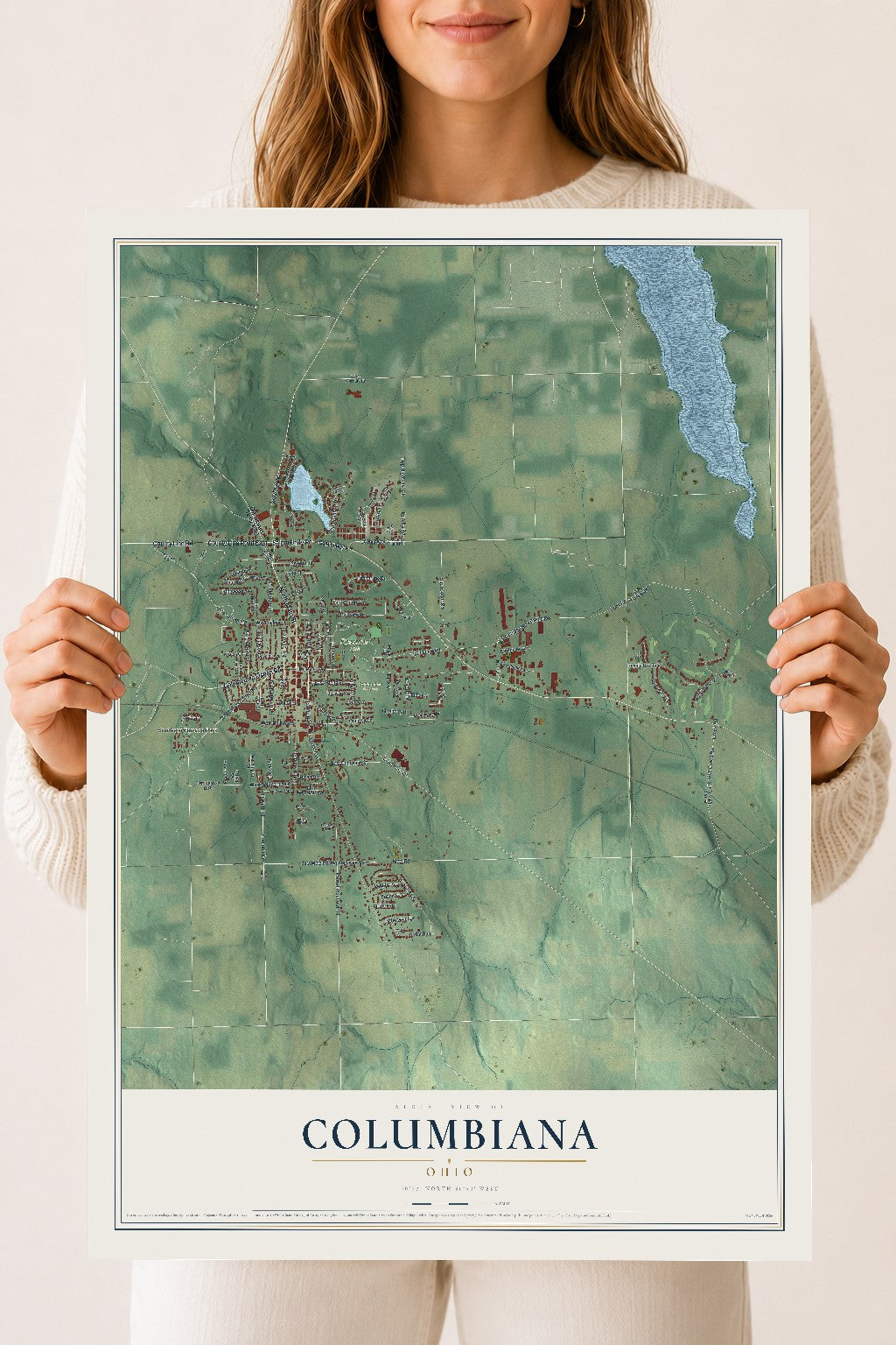 Map of Columbiana, Ohio, 18 x 24 inch unframed archival matte print