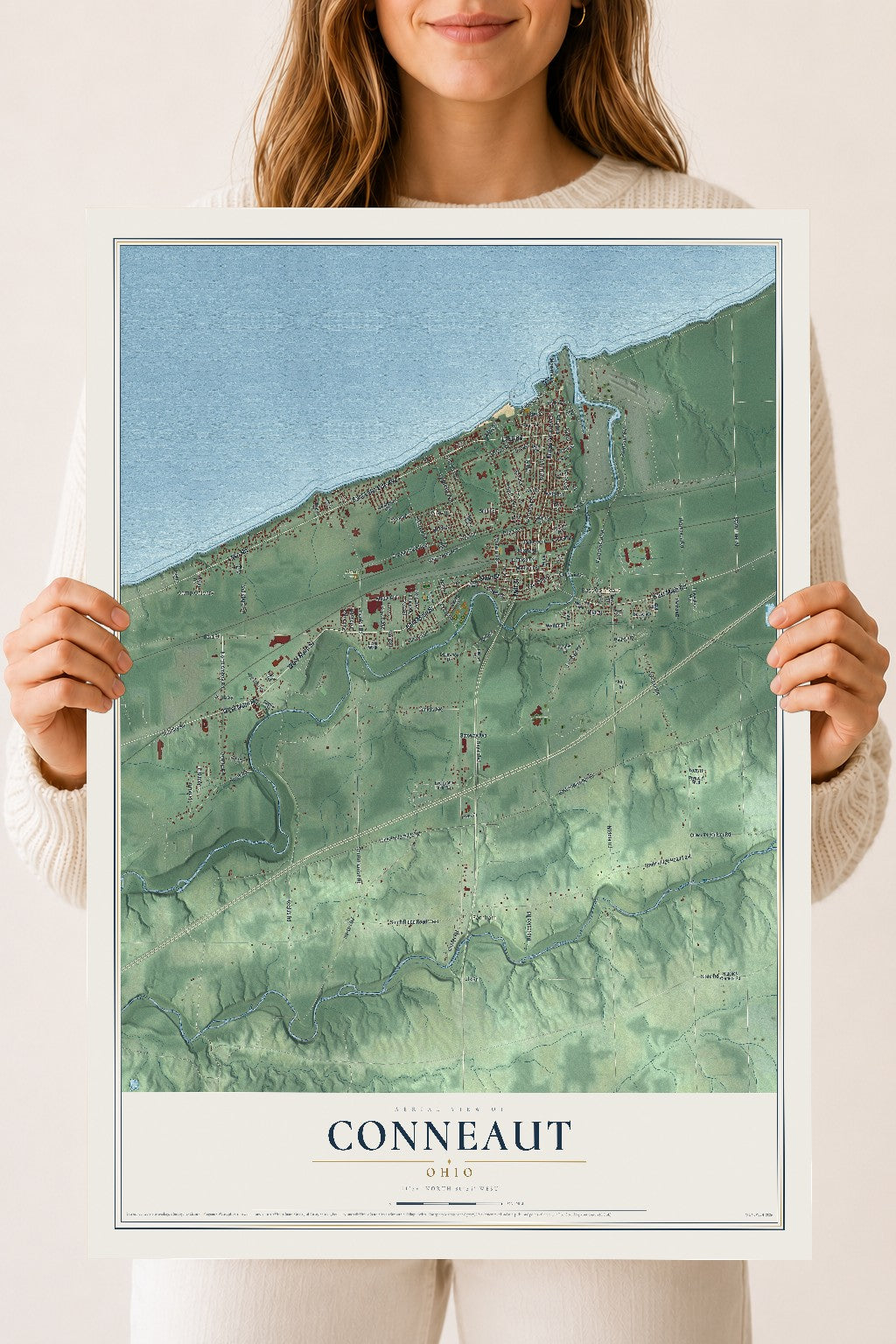 Map of Conneaut, Ohio, 18 x 24 inch unframed archival matte print