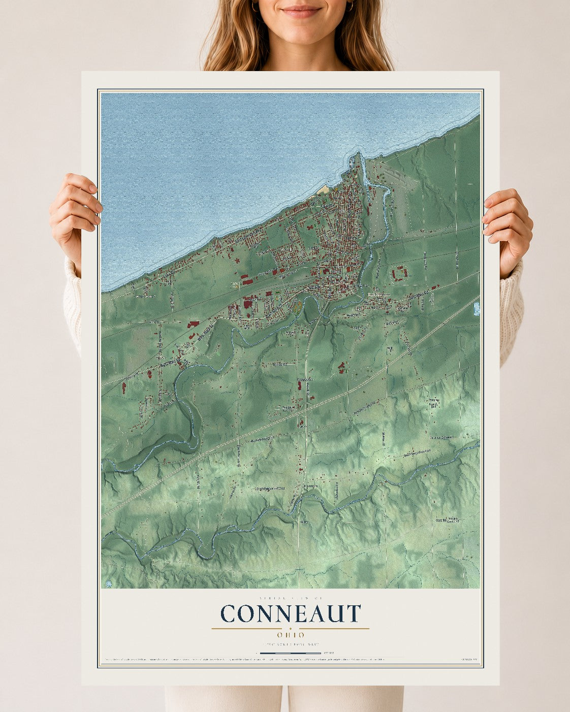 Map of Conneaut, Ohio, 24 x 36 inch unframed archival matte print