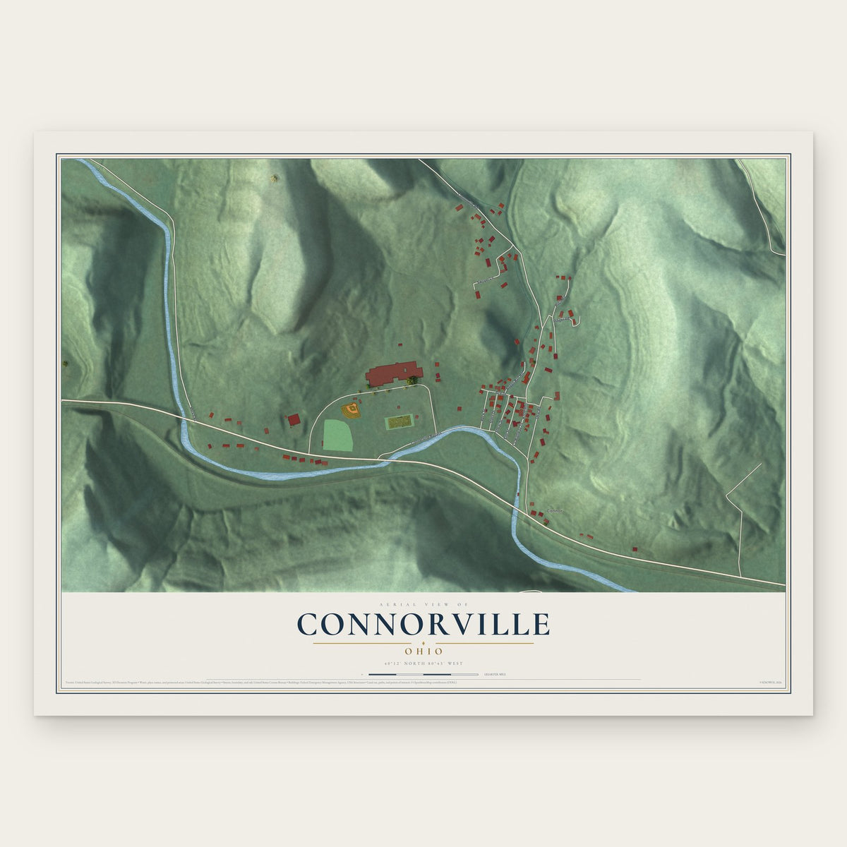 Connorville, Ohio map print, the full design