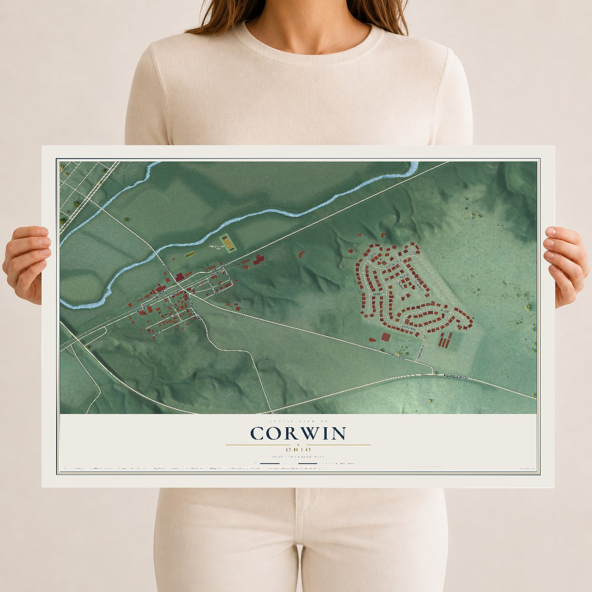 Map of Corwin, Ohio, 12 x 18 inch unframed archival matte print