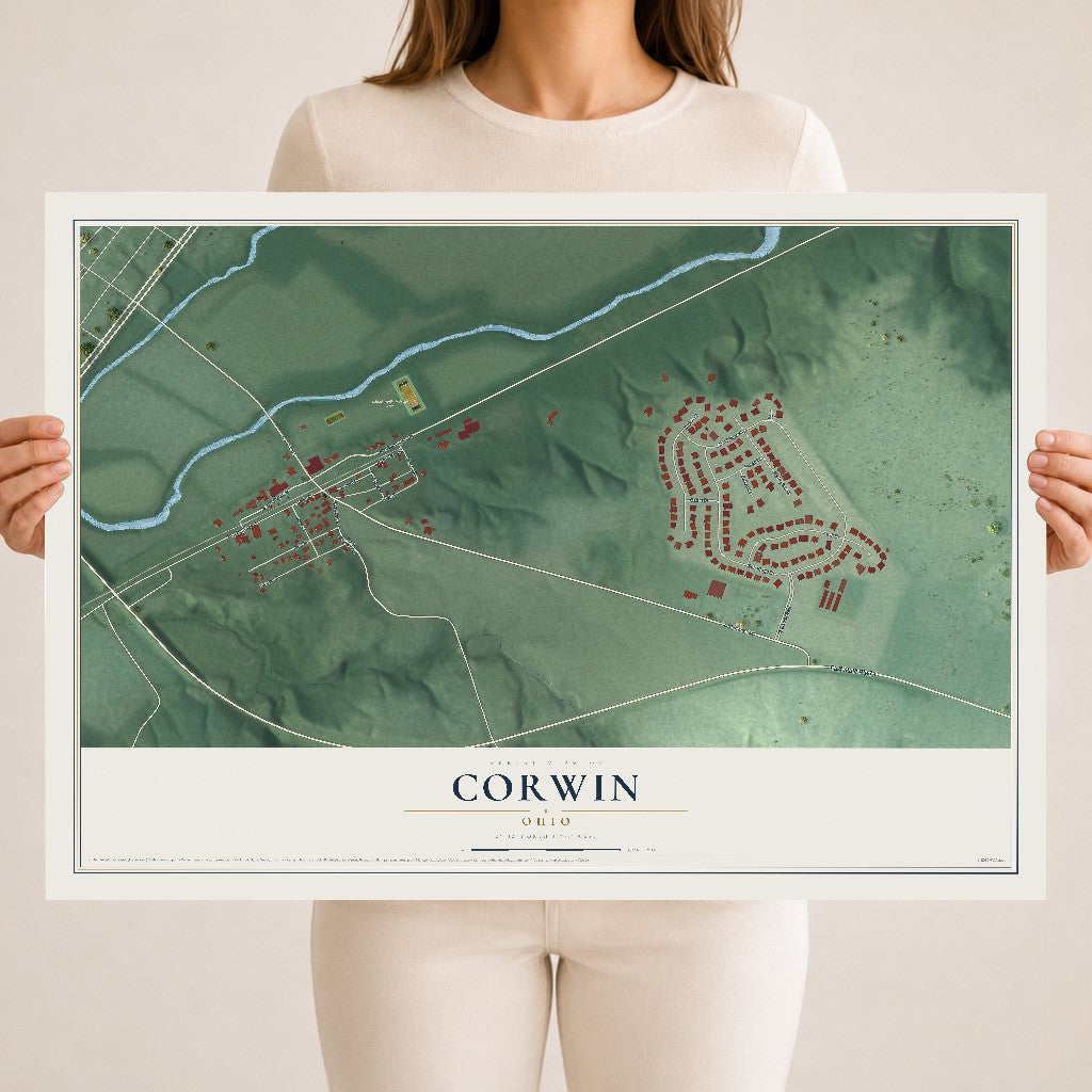 Map of Corwin, Ohio, 18 x 24 inch unframed archival matte print