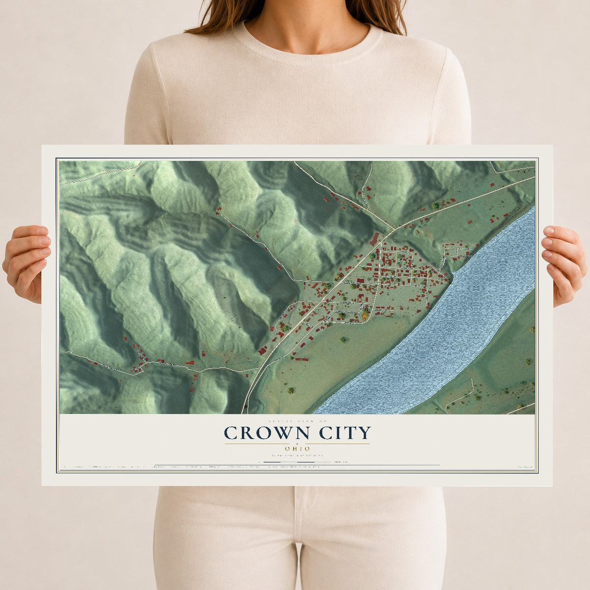 Map of Crown City, Ohio, 12 x 18 inch unframed archival matte print