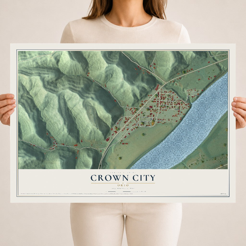 Map of Crown City, Ohio, 18 x 24 inch unframed archival matte print
