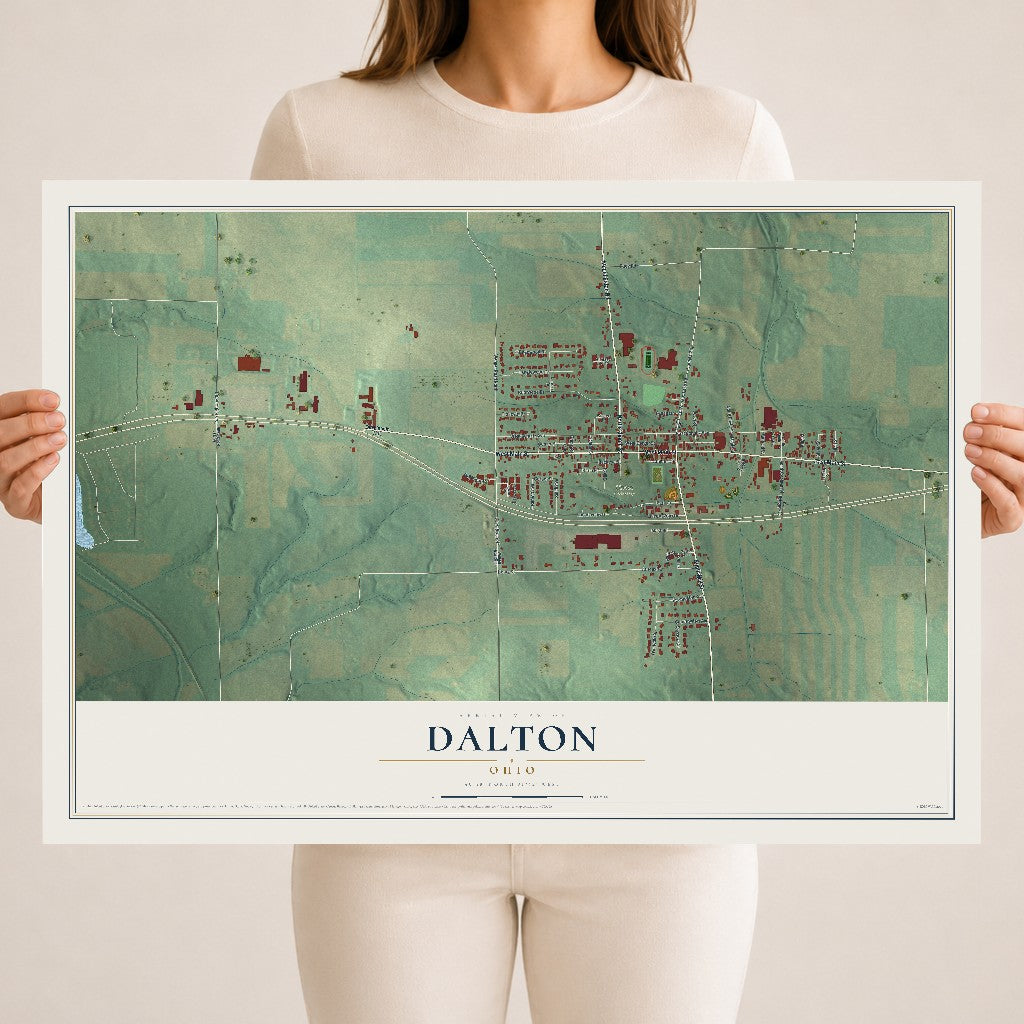 Map of Dalton, Ohio, 18 x 24 inch unframed archival matte print