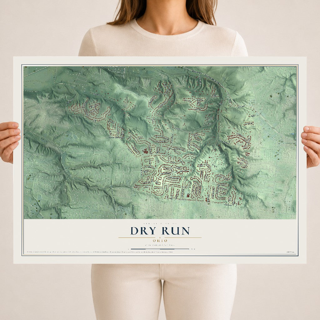 Map of Dry Run, Ohio, 18 x 24 inch unframed archival matte print