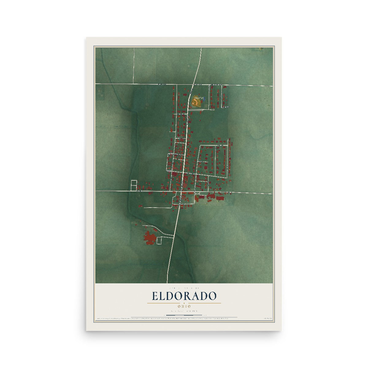 Map of Eldorado, Ohio, 12 x 18 inch unframed archival matte print