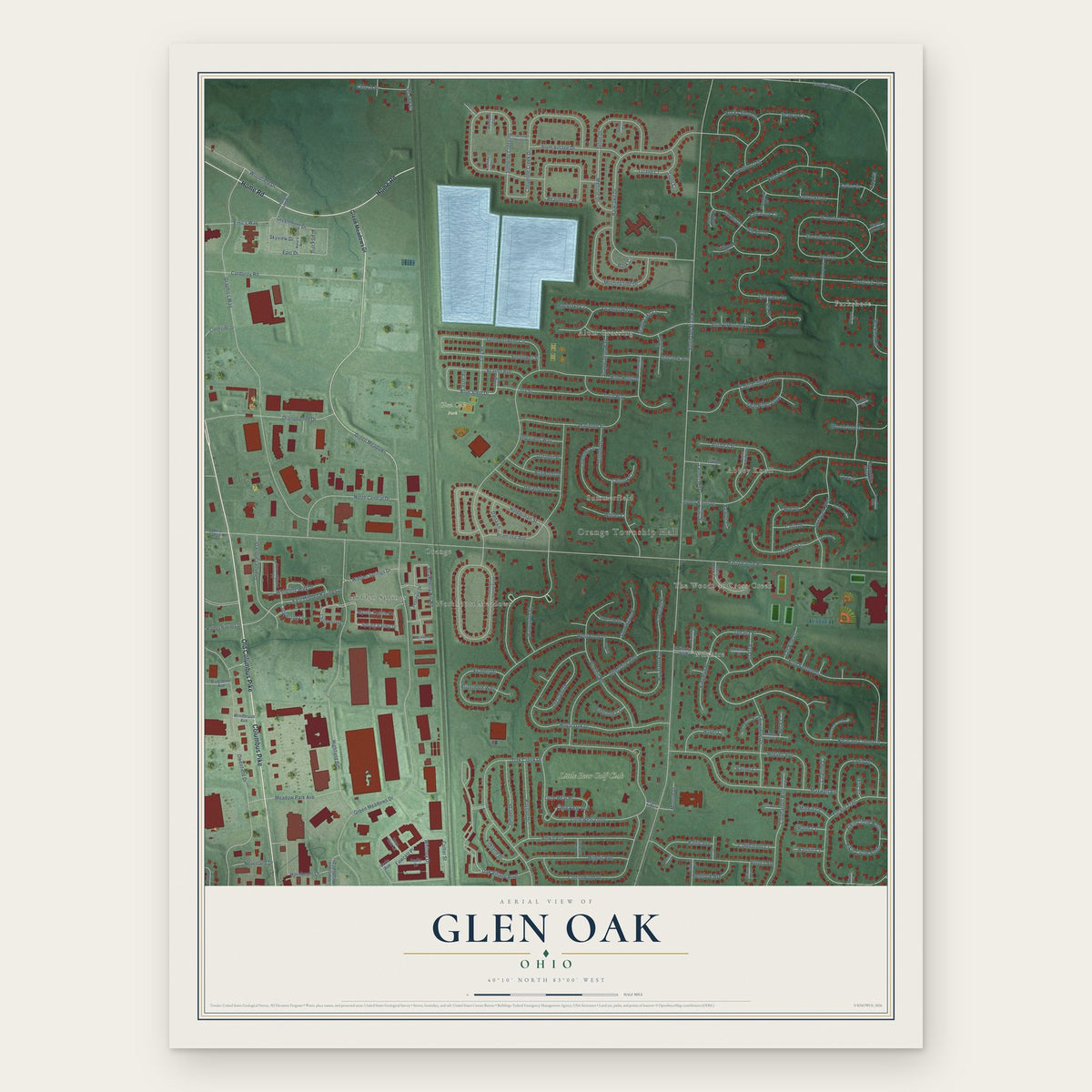 Glen Oak, Ohio map print, the full design