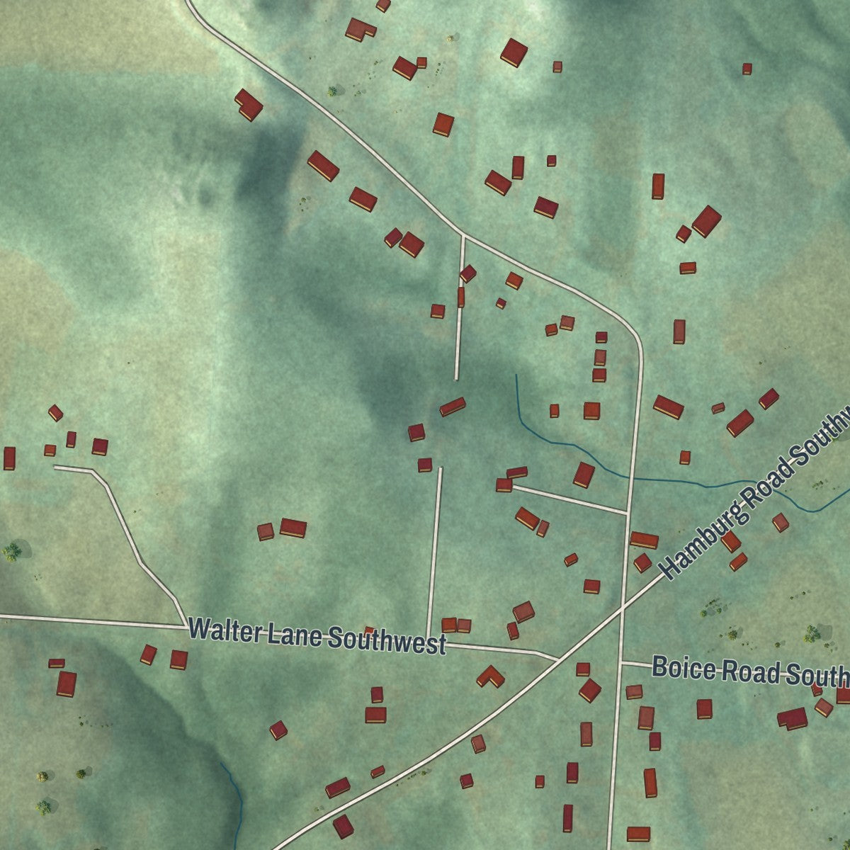 Close-up of the map of Hamburg, Ohio print showing street and building detail