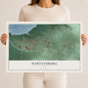 Map of Harveysburg, Ohio, 12 x 18 inch unframed archival matte print