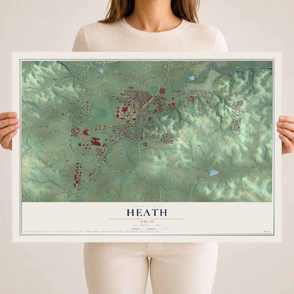 Map of Heath, Ohio, 18 x 24 inch unframed archival matte print