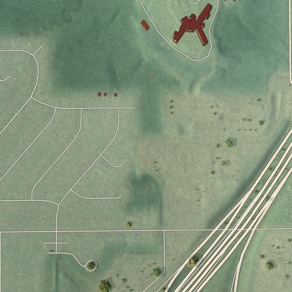 Second close-up of the map of Highland Hills, Ohio print showing more streets and buildings