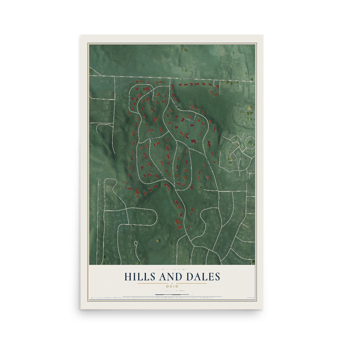 Map of Hills and Dales, Ohio, 12 x 18 inch unframed archival matte print