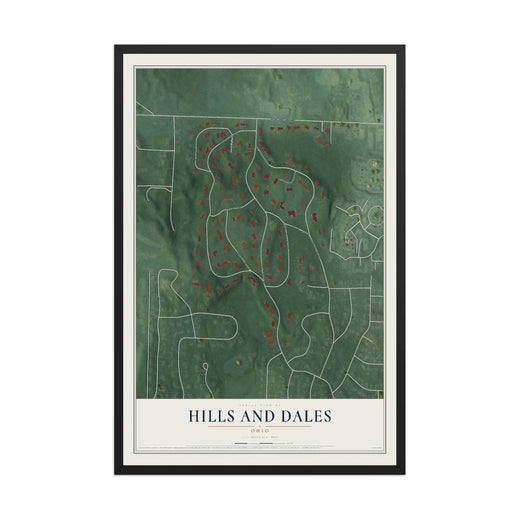 Map of Hills and Dales, Ohio, 12 x 18 inch print in a black wood frame