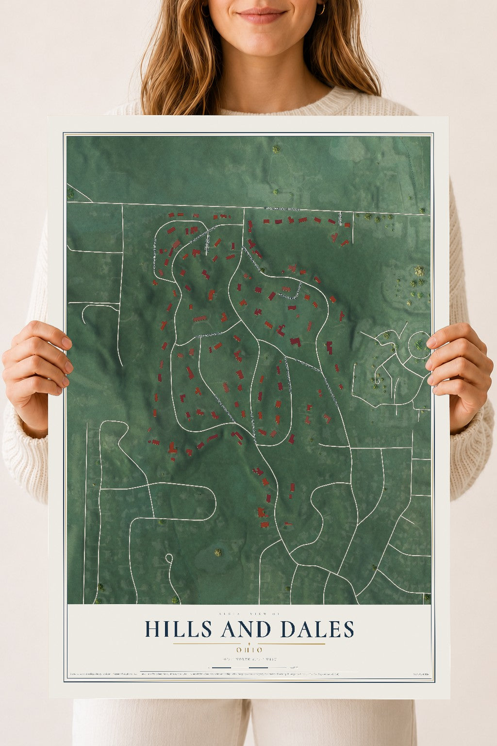 Map of Hills and Dales, Ohio, 18 x 24 inch unframed archival matte print