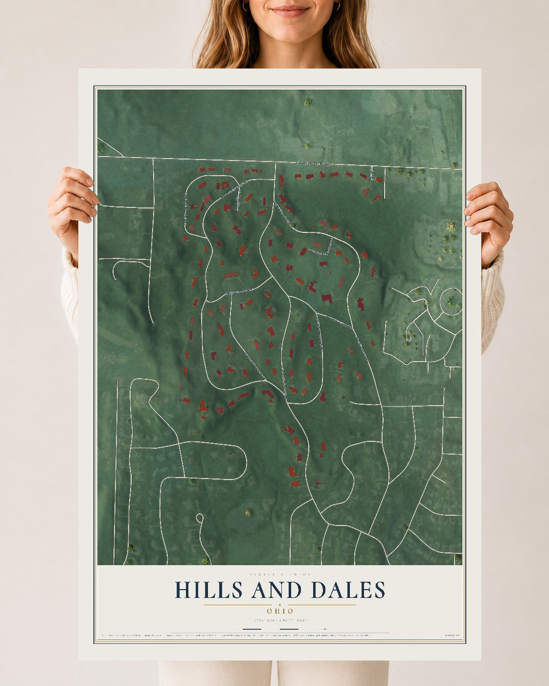 Map of Hills and Dales, Ohio, 24 x 36 inch unframed archival matte print