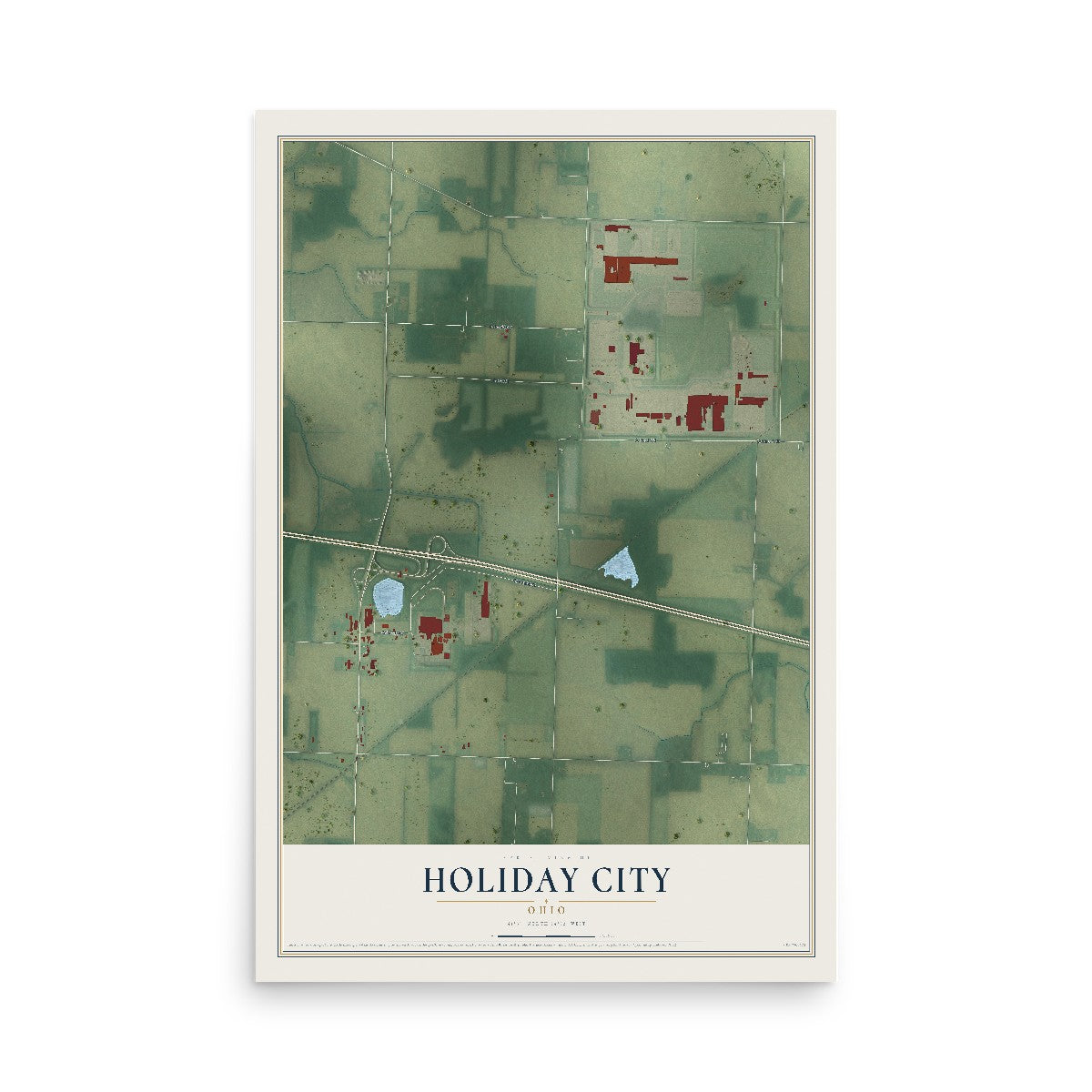 Map of Holiday City, Ohio, 12 x 18 inch unframed archival matte print