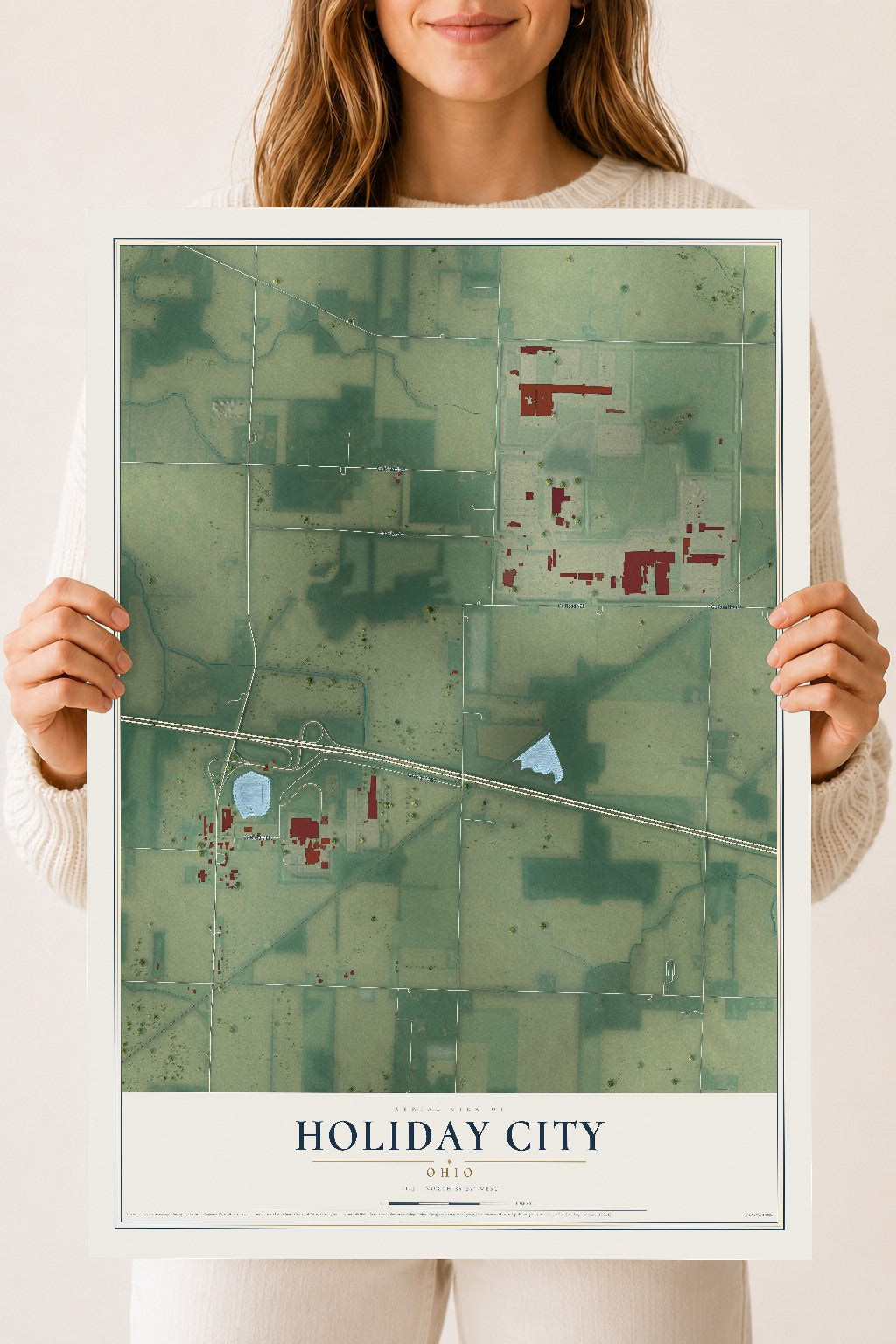 Map of Holiday City, Ohio, 18 x 24 inch unframed archival matte print