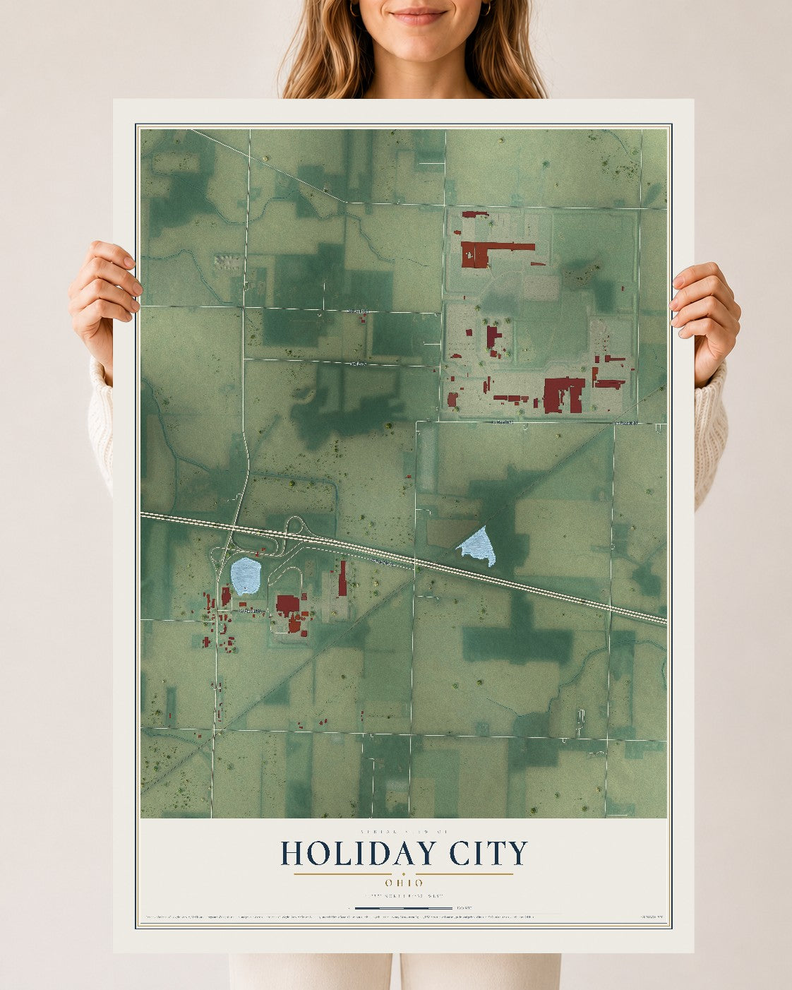 Map of Holiday City, Ohio, 24 x 36 inch unframed archival matte print
