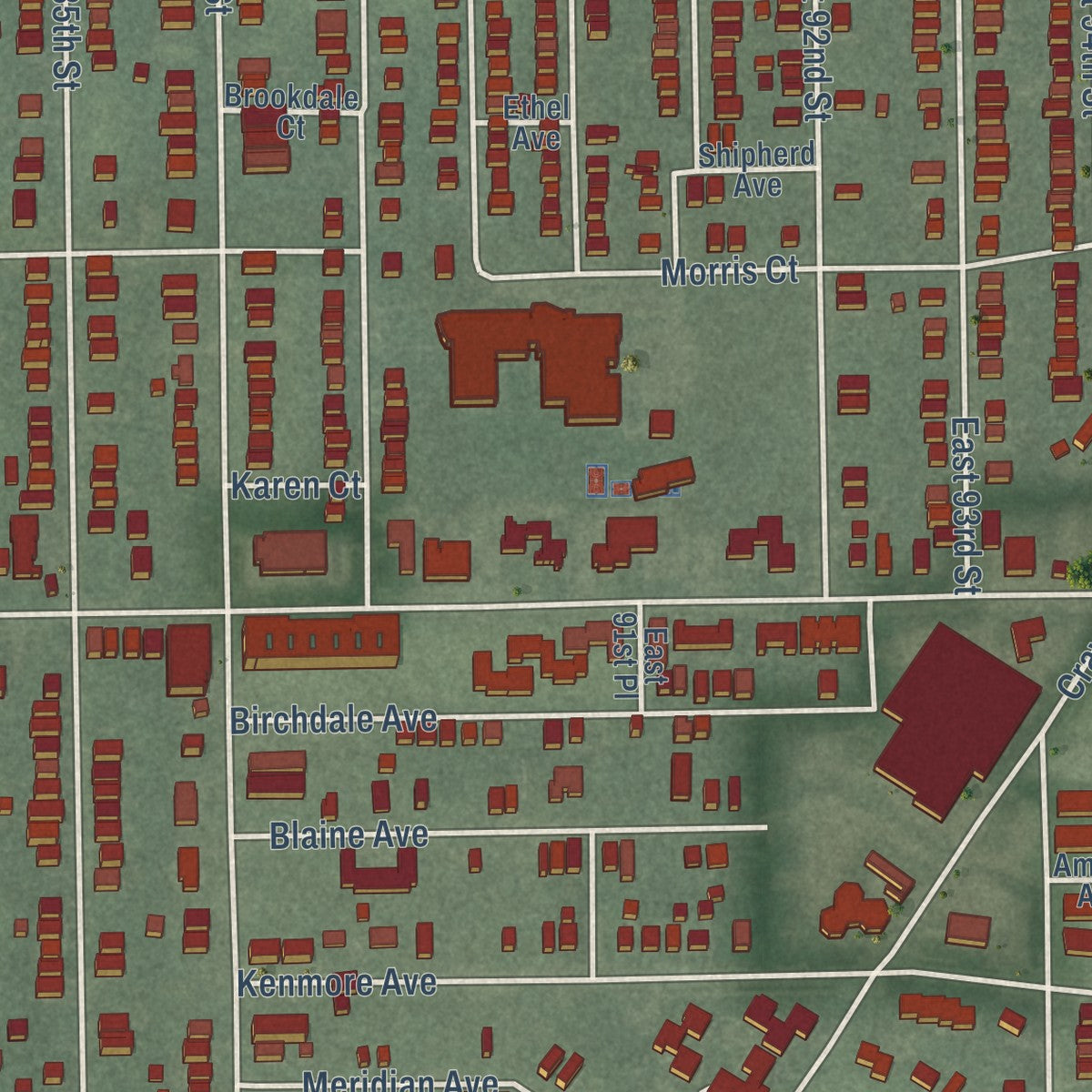Close-up of the map of Hough, Ohio print showing street and building detail