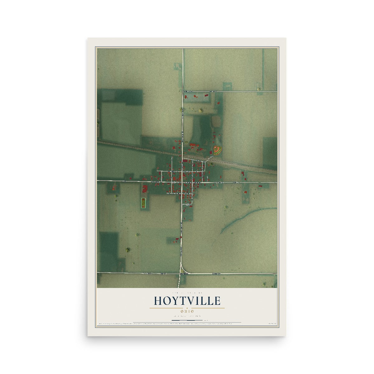Map of Hoytville, Ohio, 12 x 18 inch unframed archival matte print