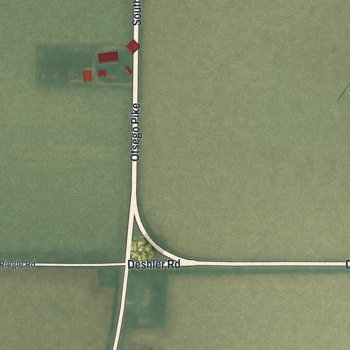 Second close-up of the map of Hoytville, Ohio print showing more streets and buildings