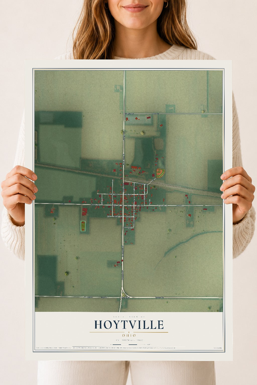 Map of Hoytville, Ohio, 18 x 24 inch unframed archival matte print