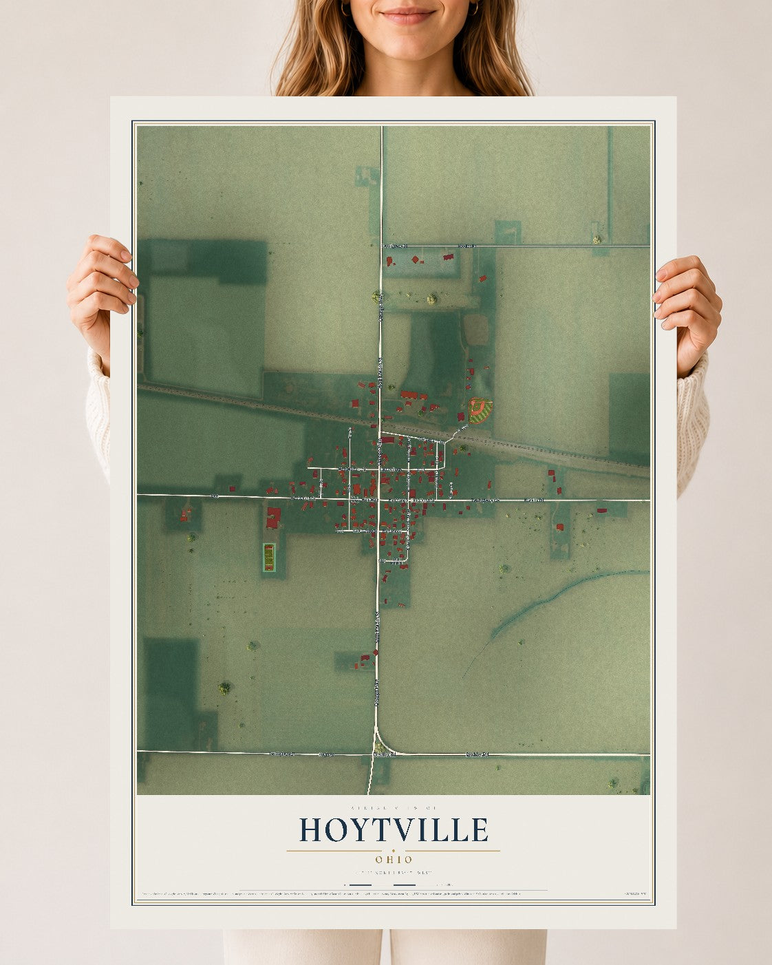 Map of Hoytville, Ohio, 24 x 36 inch unframed archival matte print